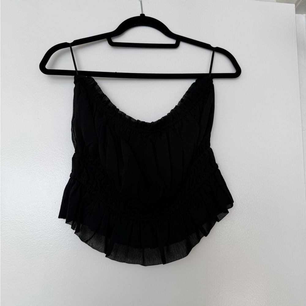 Wayf Black Ruffled Women's Top
